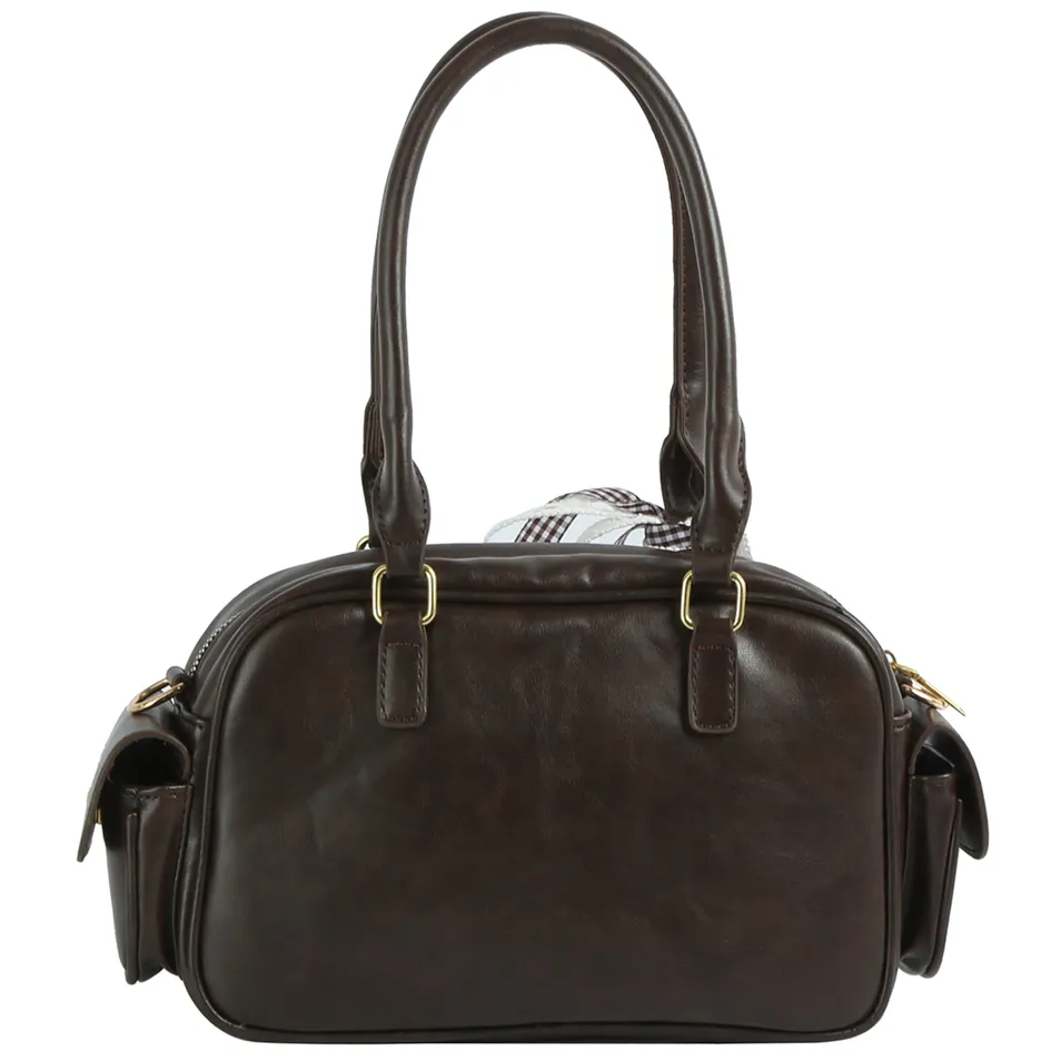Bolsa de Saco de Couro Sintético Estilosa com Design de Laço Fashion