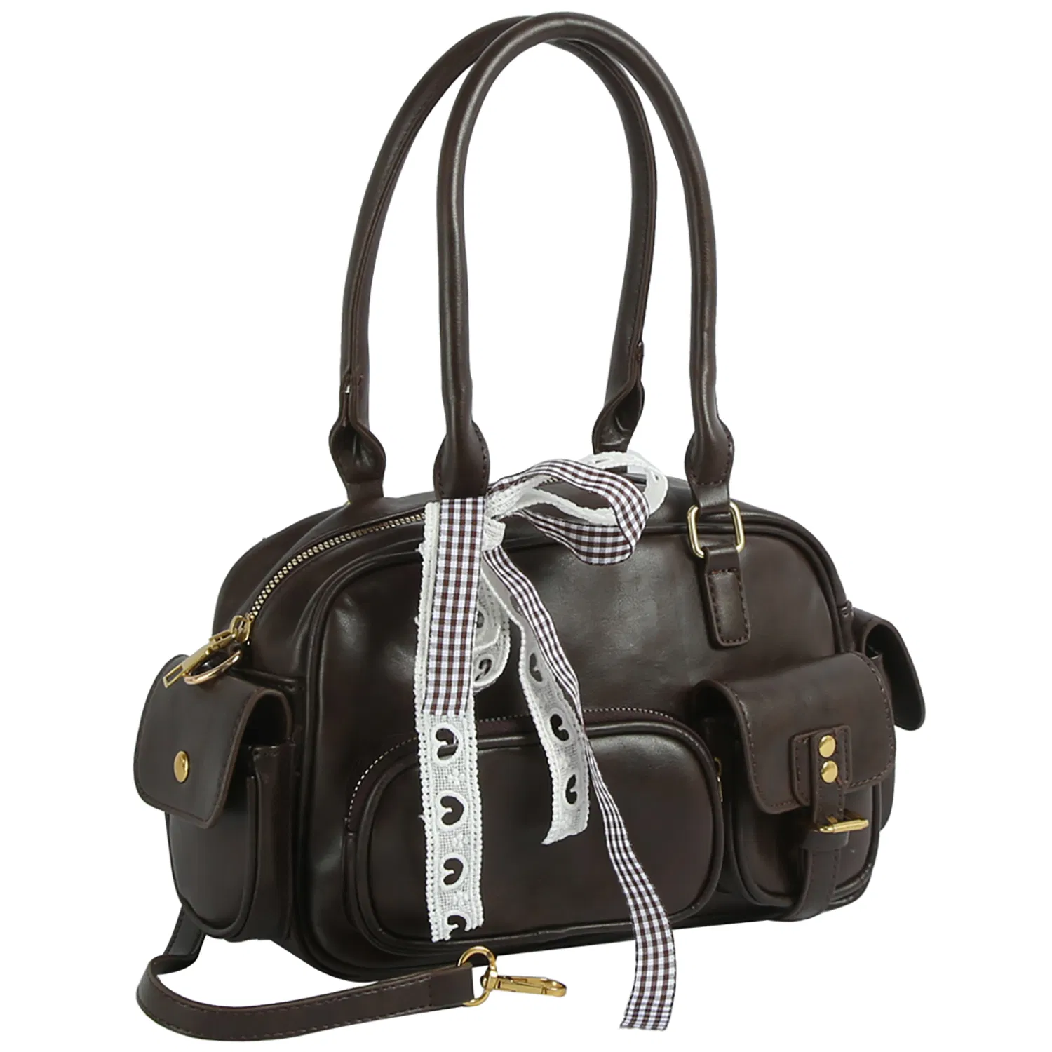 Bolsa de Saco de Couro Sintético Estilosa com Design de Laço Fashion