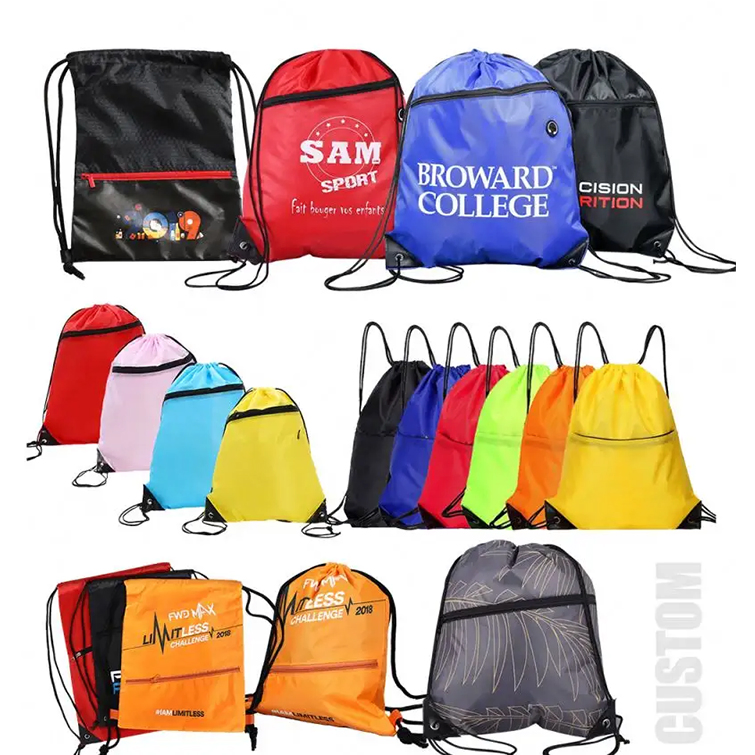 Venda Quente Mochilas Impermeáveis Baratas com Cordão Sacos Promocionais com Logotipo Personalizado