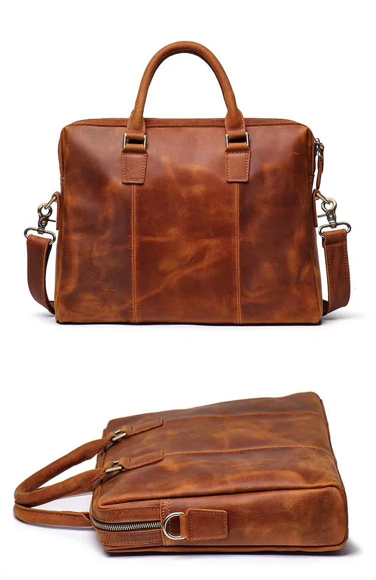 Bolsa de couro de vaca para laptop, pasta diagonal personalizada para homens