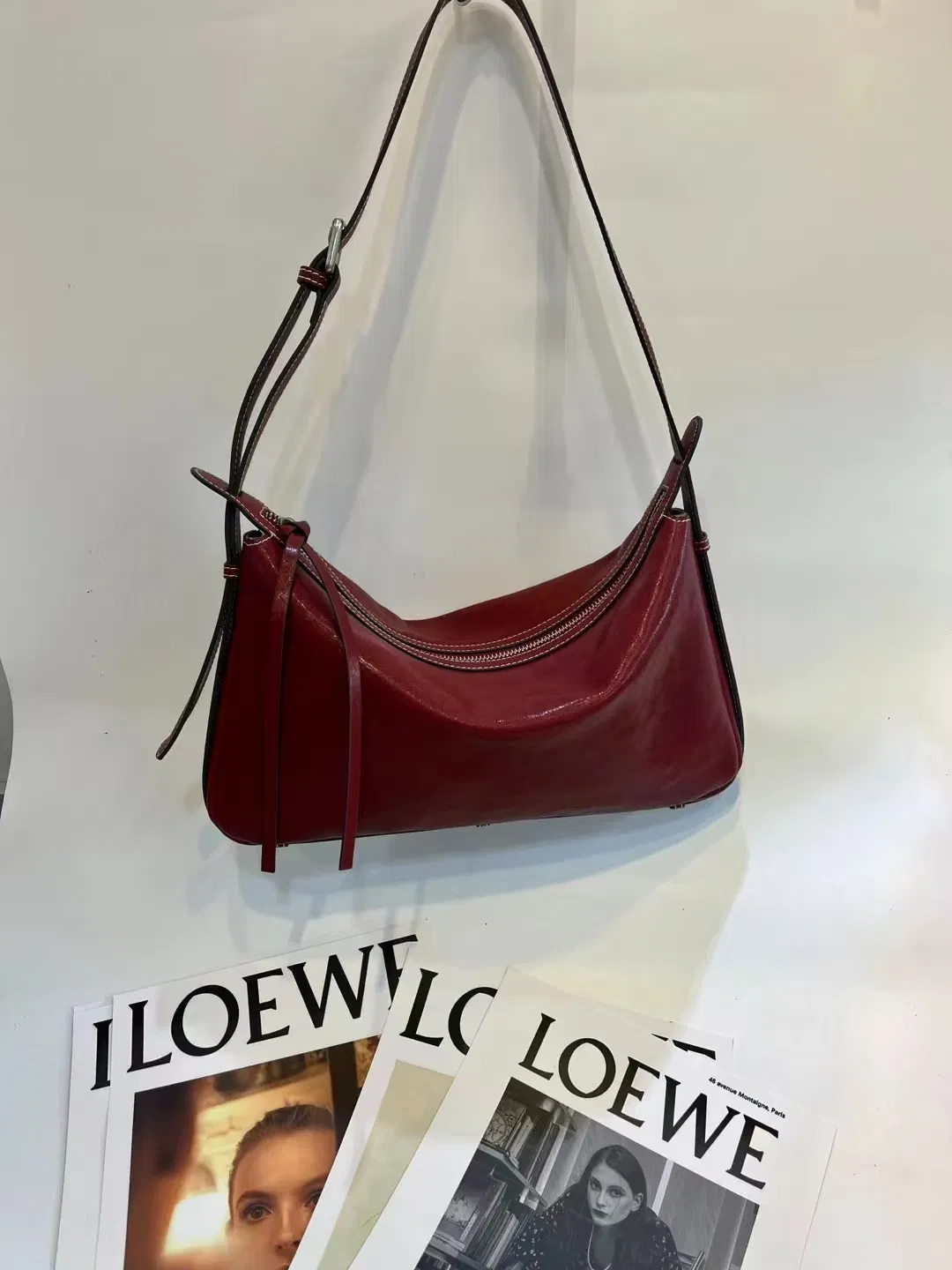 (WD5975) Bolsa de Couro Clássica Hobo de Couro Tanino para Axila, Bolsa Dumpling para Comutação