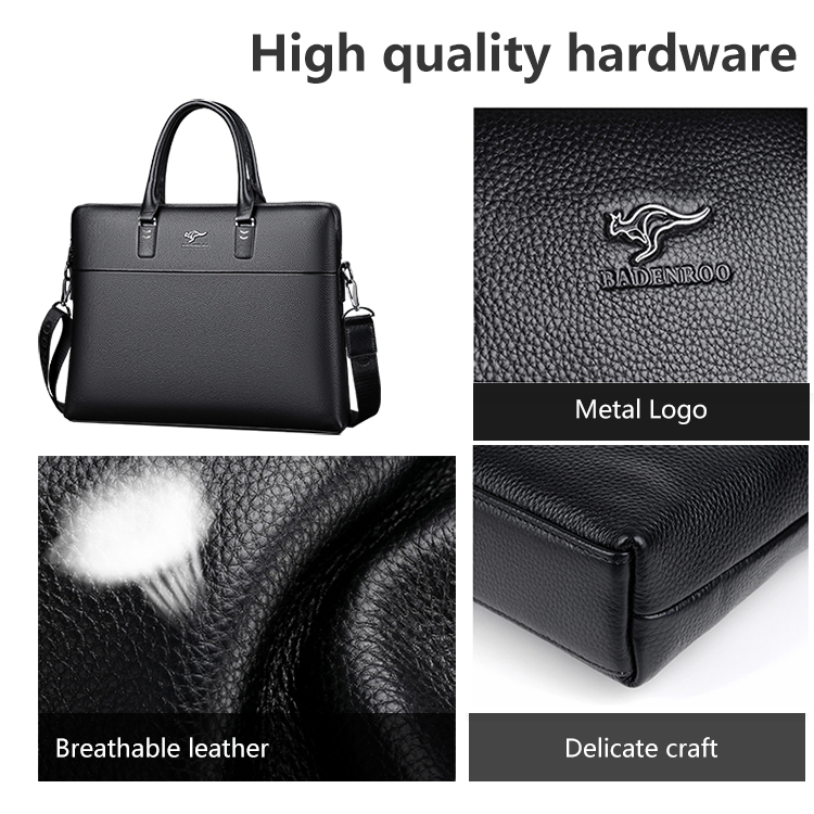 Conferência por Atacado Homem Advogado Preto Couro PU Impermeável Viagem Conferência Bolsa de Ombro Masculina Escritório Negócios Pasta para Laptop