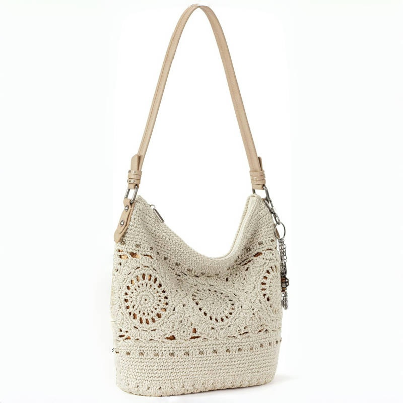 Bolsa Hobo Sequoia em Crochê Manual, Silhueta Macia e Despojada, Design Atemporal e Elevado