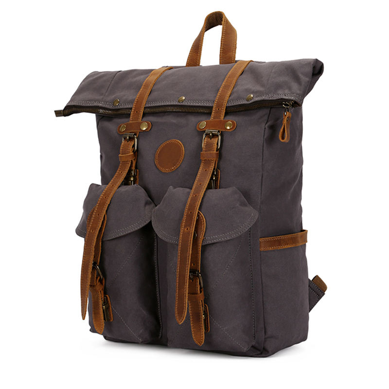 Mochila de Lona Personalizada Durável para Homens, Caminhada ao Ar Livre, Vintage, Camping, Viagem, Fornecedores de Bolsas por Atacado