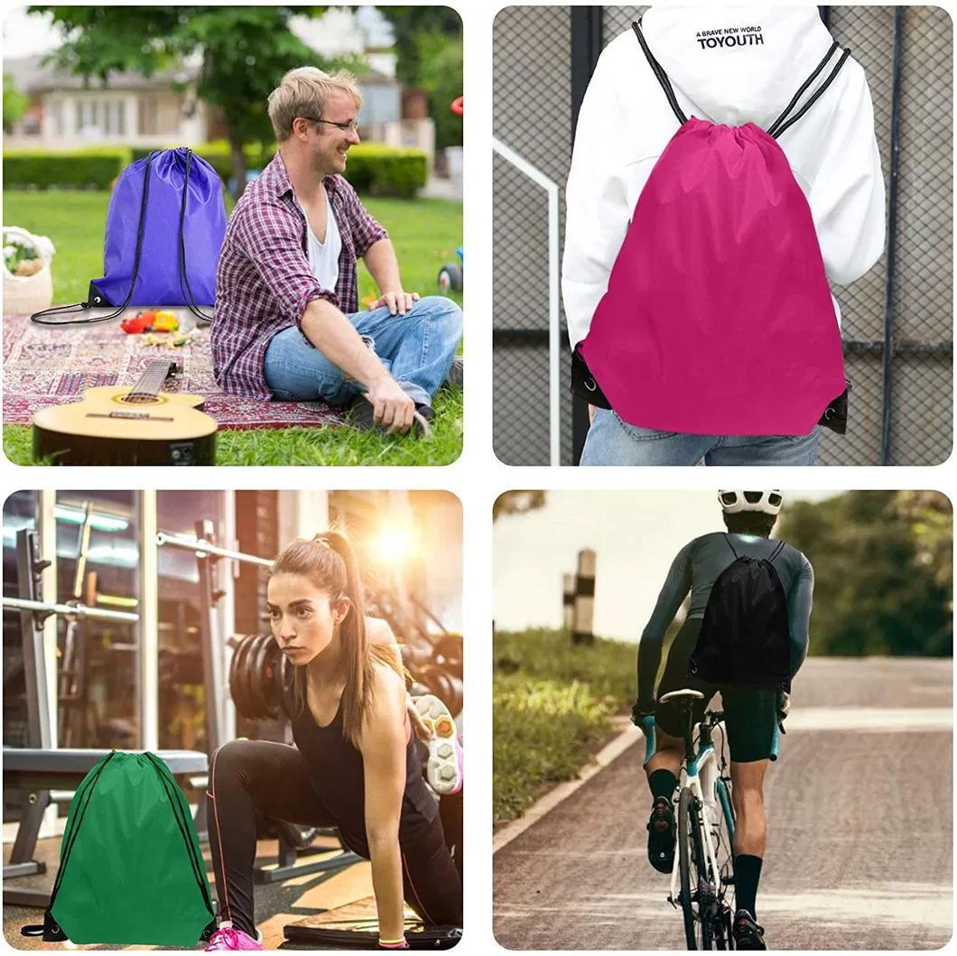 Mochila esportiva com cordão em RPET, nylon, promocional para maratonas, eventos de praia, corridas, conferências, bolsa escolar reciclável e à prova d'água