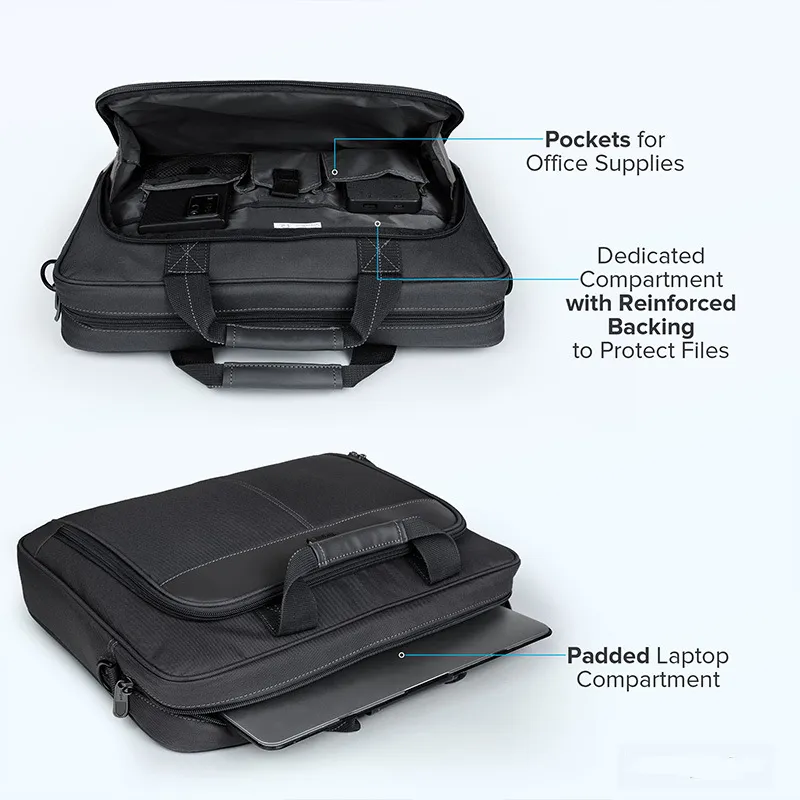 15.6 Bolsa para Laptop de 15 Polegadas Slim com Pasta e Bolsa de Ombro Crossbody