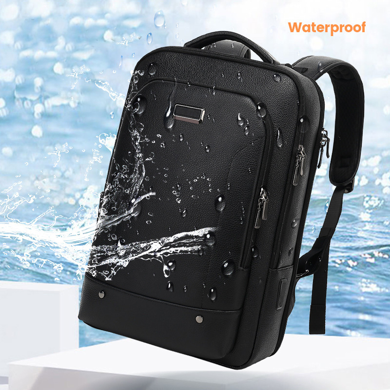 2023 Mochila de couro repelente à água para negócios para laptop