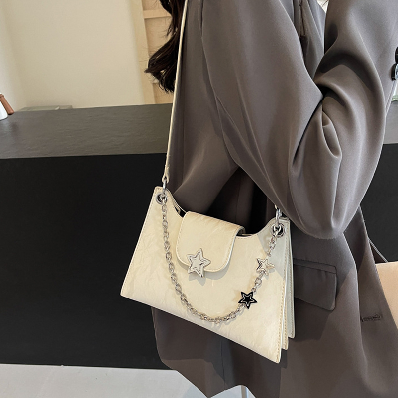 Bolsa Trendy para Mulheres, Bolsa de Ombro Hobo de PU Macio, Bolsa Casual Chic de Braço com Corrente
