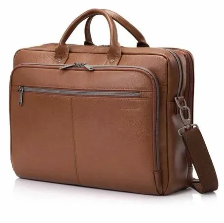 Bolsa de Laptop Slim Unissex de Couro Genuine Feita à Mão 15.6 Polegadas
