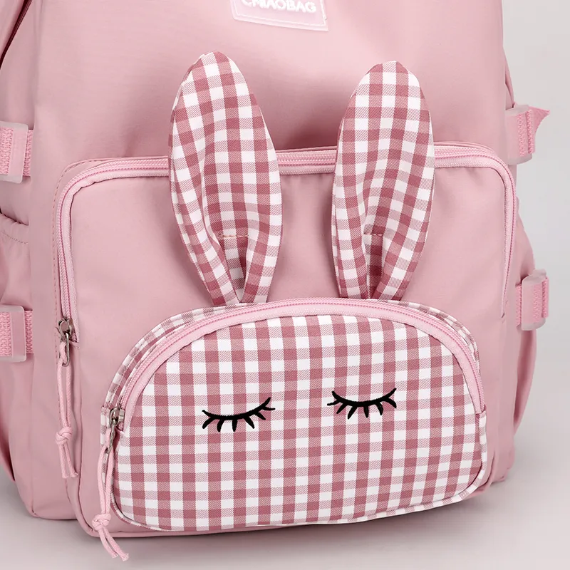Mochila Escolar Fofa de Coelho Grande Capacidade para Meninas e Meninos Adolescentes