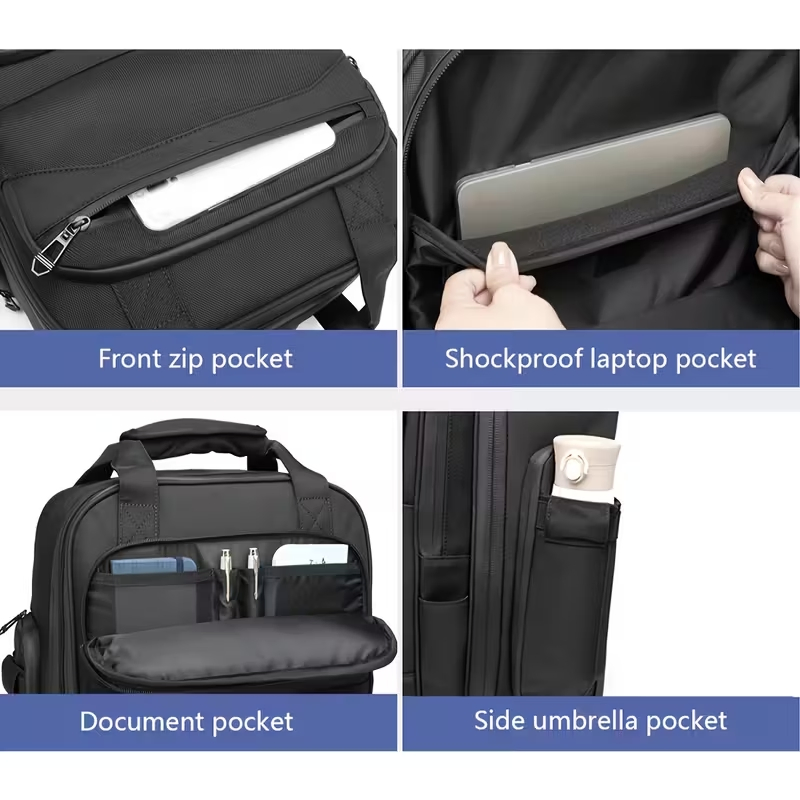 Mala de mão com rodas giratórias, bolsa de trolley com compartimento acolchoado para laptop, bolsa de embarque para viagens de avião