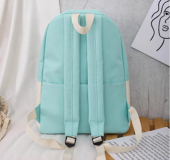 Design Coreano 4PCS Mochilas de Lona para o Ensino Médio Conjunto Listrado Crianças Novas Mochilas da Moda Conjunto para Adolescentes Meninos Meninas
