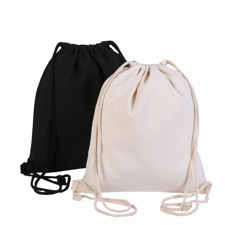 Mochila de viagem estilosa com alça de corda personalizada de alta qualidade, mochila de algodão com cordão