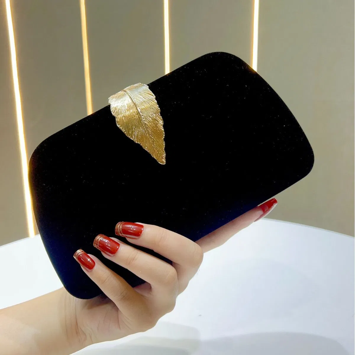Wx5002 Bolsa de Mão Elegante para Noite, Bolsa Formal Preta para Banquete, Combina com Cheongsam e Vestido de Noite