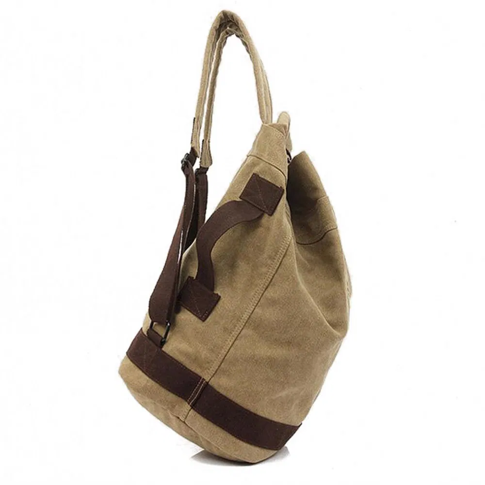 Mochila de Lona Vintage para Viagem ao Ar Livre com Cordão para Caminhadas e Esportes