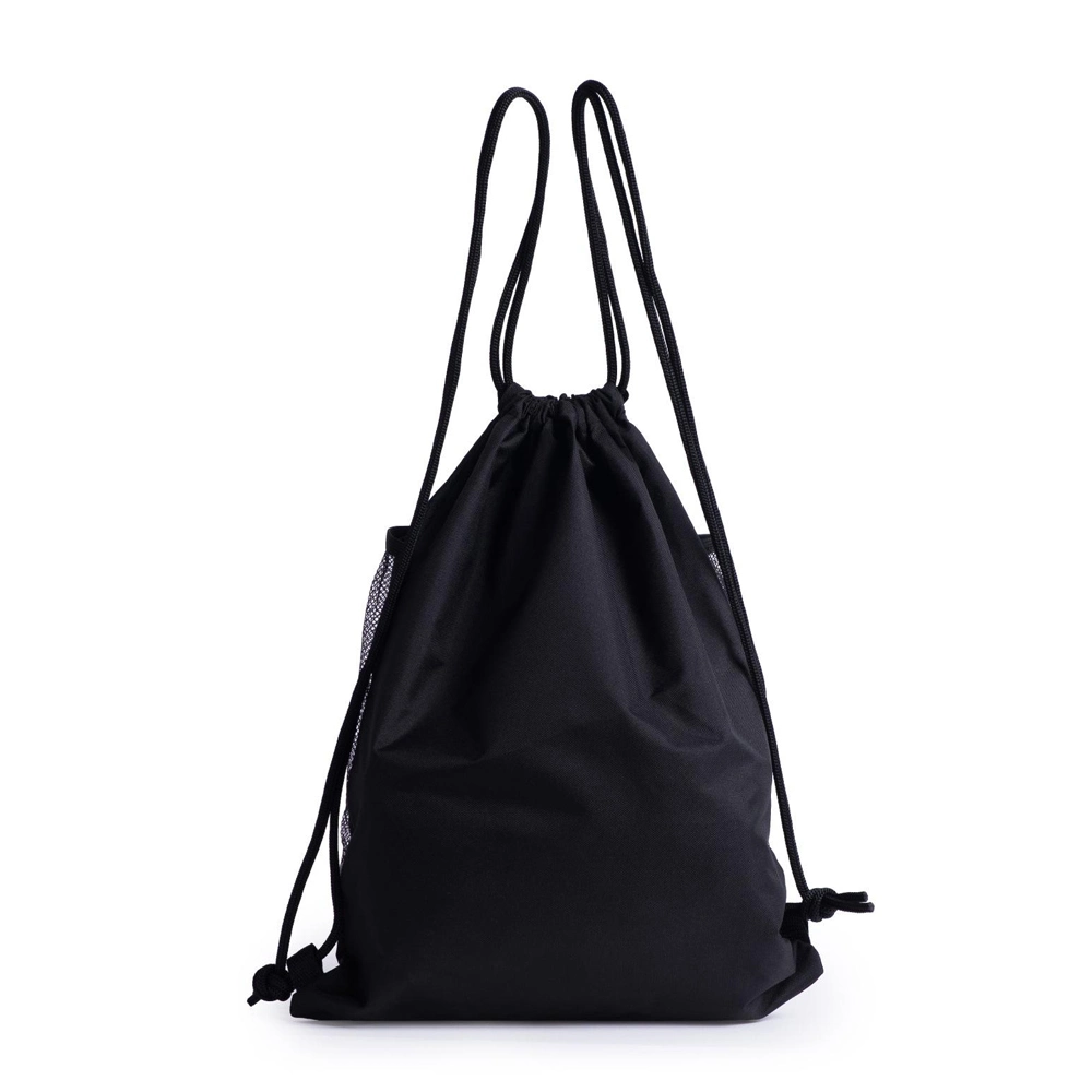 Mochila escolar de cordão promocional impressa em RPET poliéster nylon reciclado barato 190t 210d