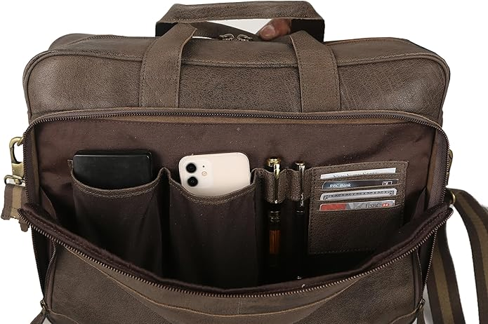 Mala de Couro para Laptop, Bolsa Mensageiro para Homens e Mulheres, Melhor Bolsa de Escritório