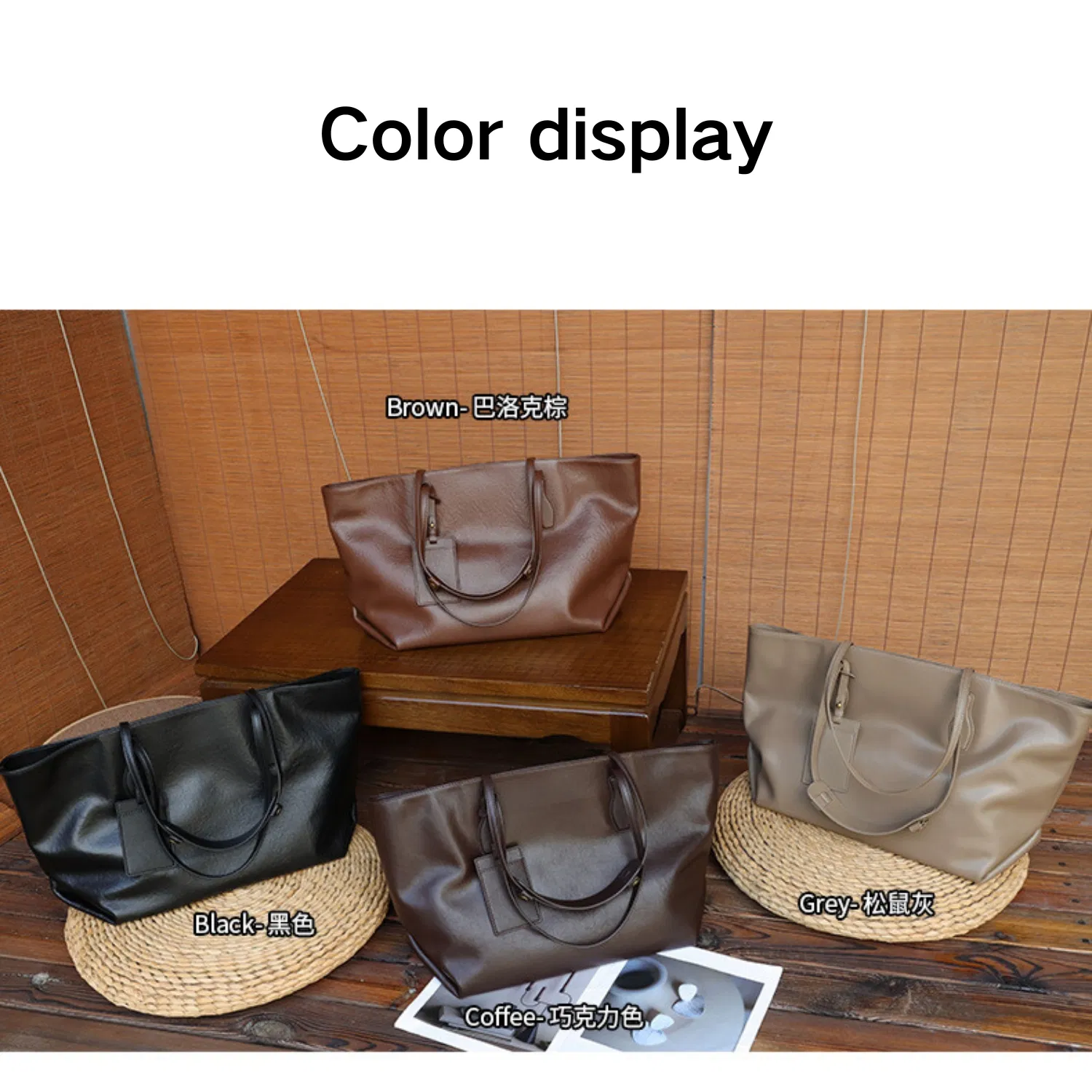 Bolsa Tote de Couro de Grão Superior para Mulheres com Grande Capacidade, Bolsa de Mão Versátil com Múltiplos Compartimentos para Escritório e Uso Diário
