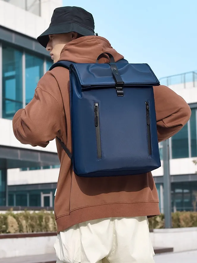 Mochila de Designer Masculina de Luxo com Fecho Magnético para Viagens de Negócios