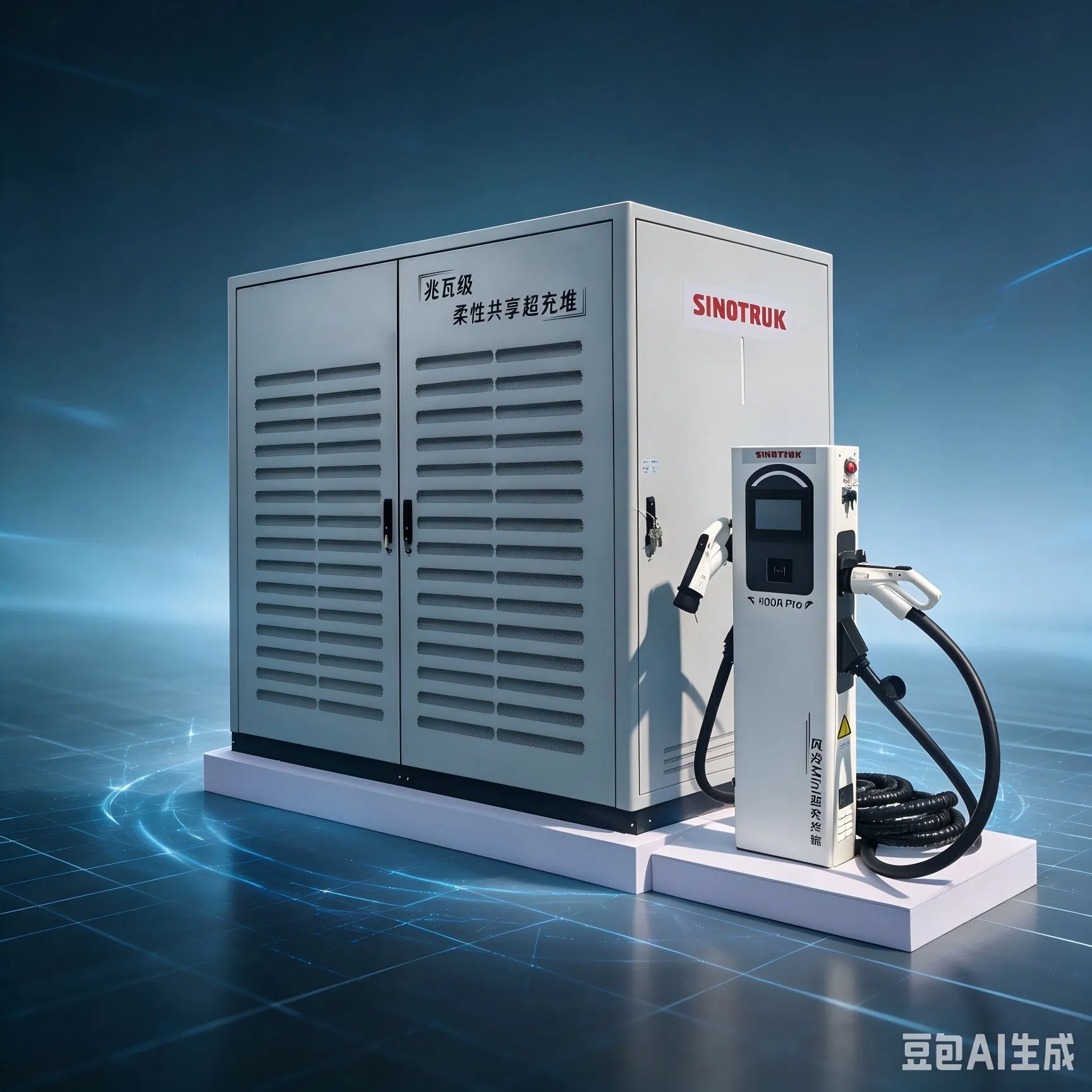 120kw Pilha de Carregador EV de Ar Refrigerado por Um Único Disparo para Dispositivo de Carregamento Lento de Baixa Potência para Caminhão Pesado Elétrico Interno de Fábrica à Noite