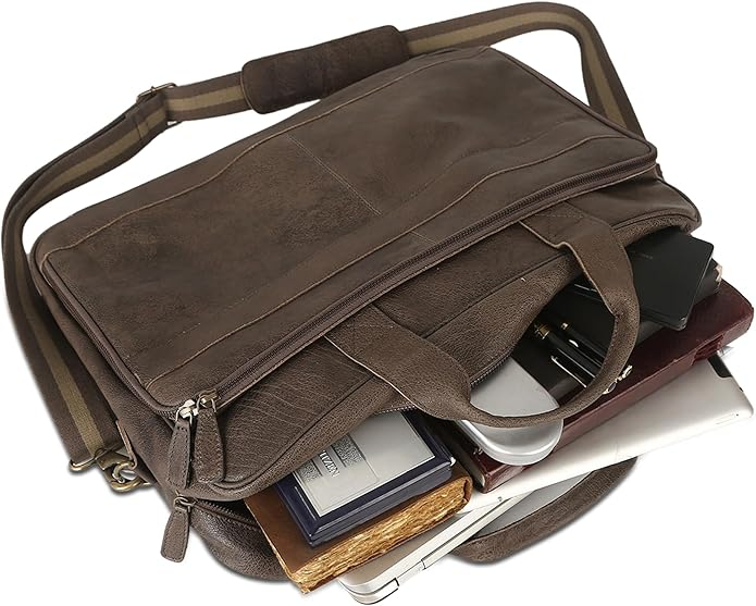 Mala de Couro para Laptop, Bolsa Mensageiro para Homens e Mulheres, Melhor Bolsa de Escritório