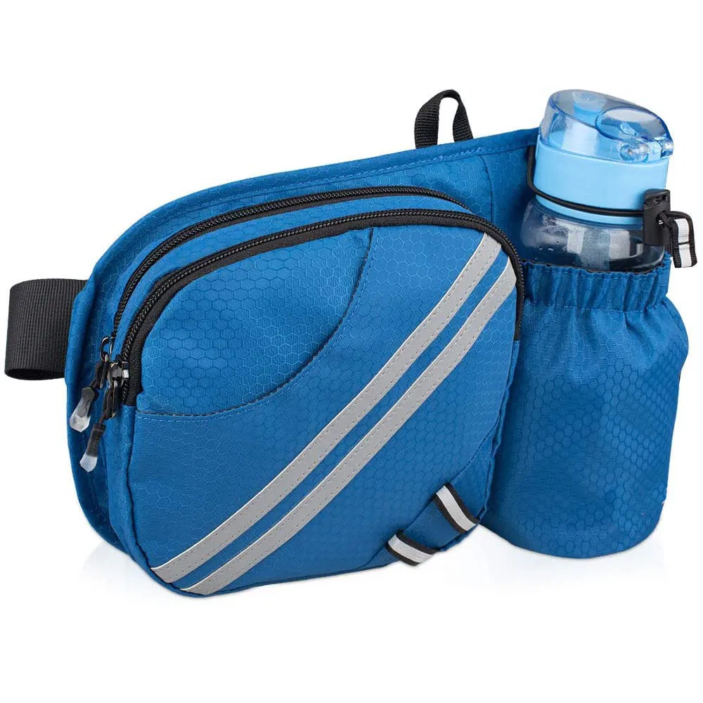 Bolsa de Cintura Unissex de Nylon para Esportes ao Ar Livre com Bolso para Garrafa de Água Leve