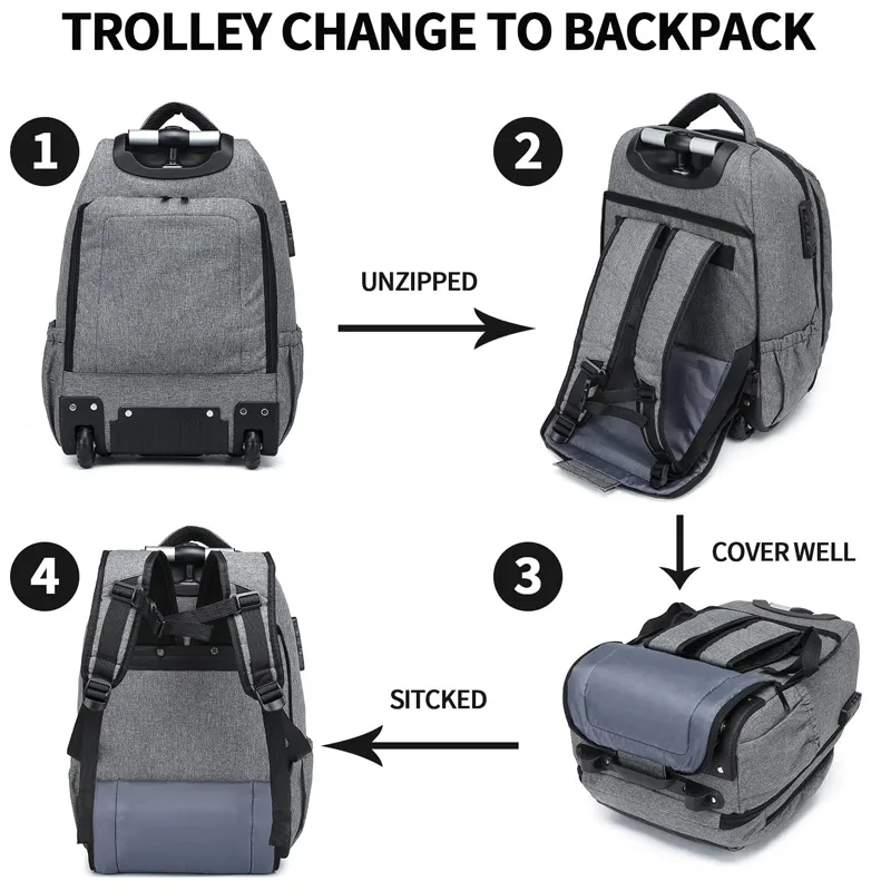 17 Mala de Rodas para Viagem Mochilas para Laptop com Rodas