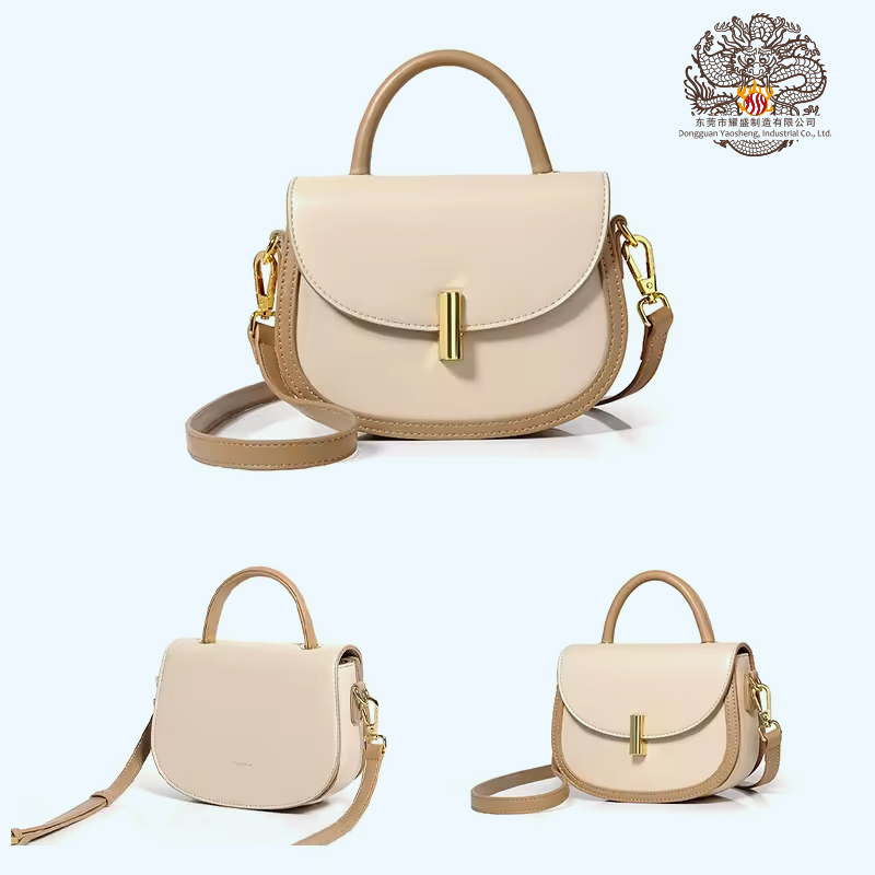 Bolsa transversal de couro PU com contraste de cor e fecho giratório para mulheres