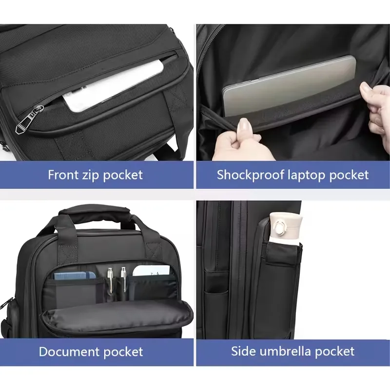 Mala de mão com rodas giratórias, bolsa de trolley com compartimento acolchoado para laptop, bolsa de embarque para viagens de avião