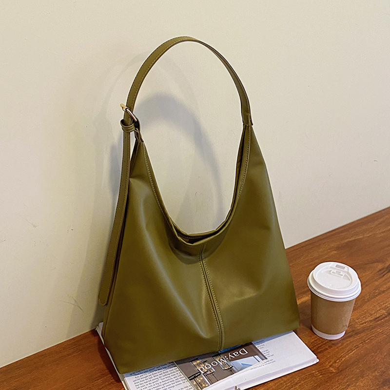 Bolsa Hobo Grande de PU Macio com Alça Ajustável e Estilo Trendy
