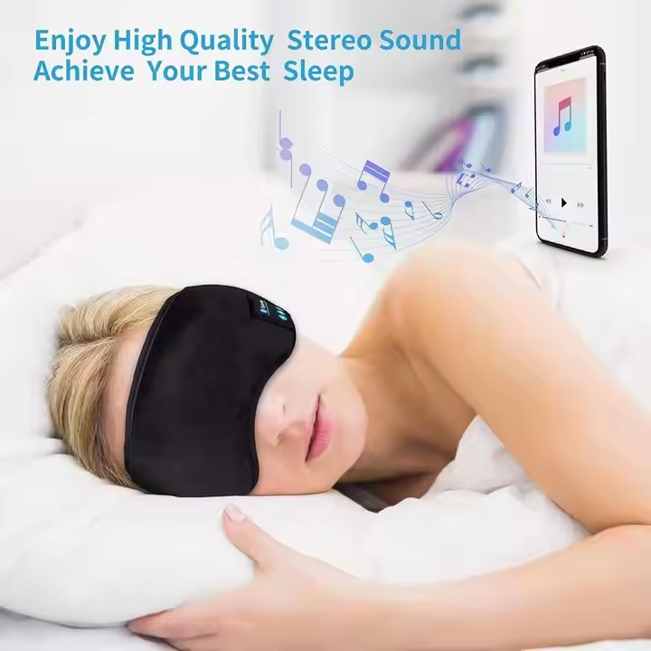 Fones de Ouvido para Dormir Máscara de Olhos - Máscara de Dormir Sem Fio Bluetooth para Dormidores Laterais, Confortável Máscara de Olhos para Noite
