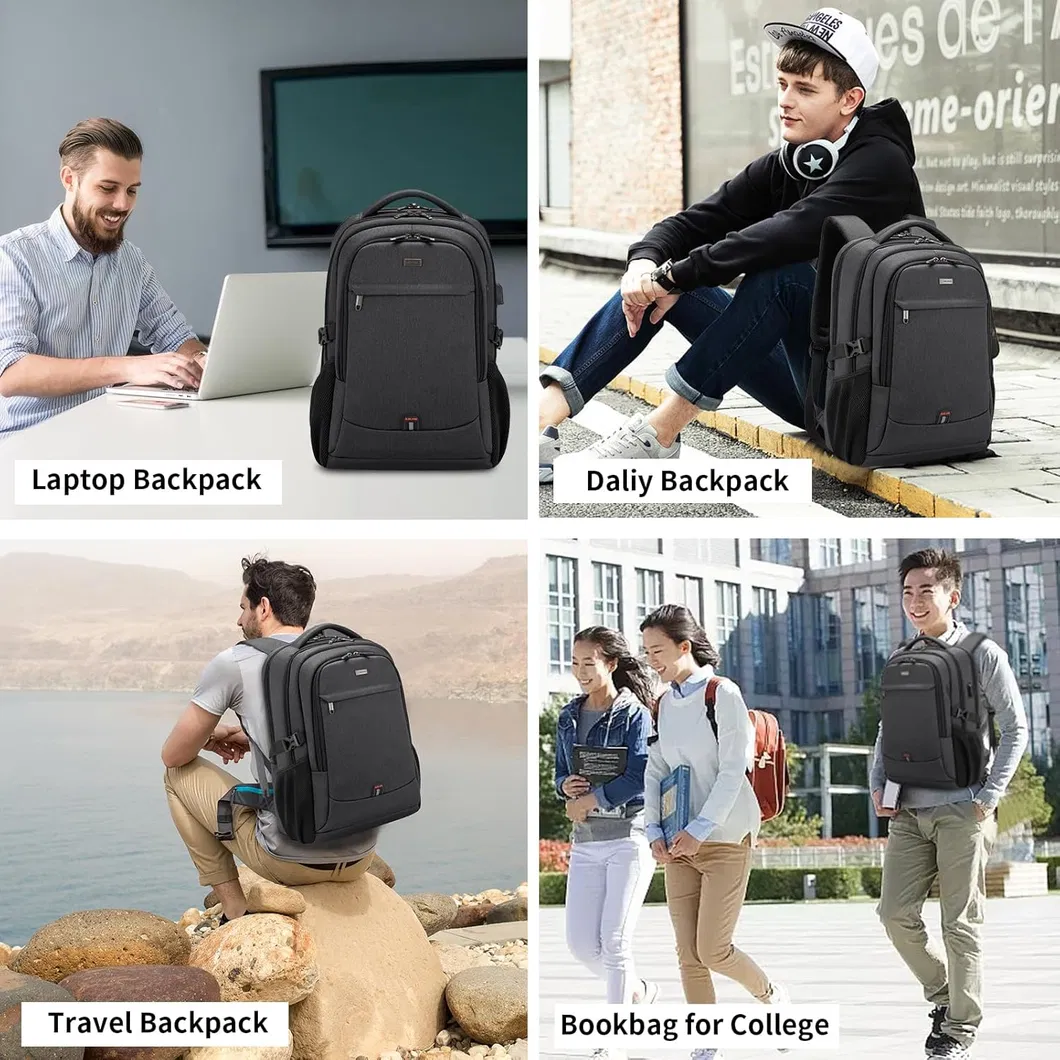 Mochila para laptop, viagem de negócios, bolsa para computador universitário com porta de carregamento USB