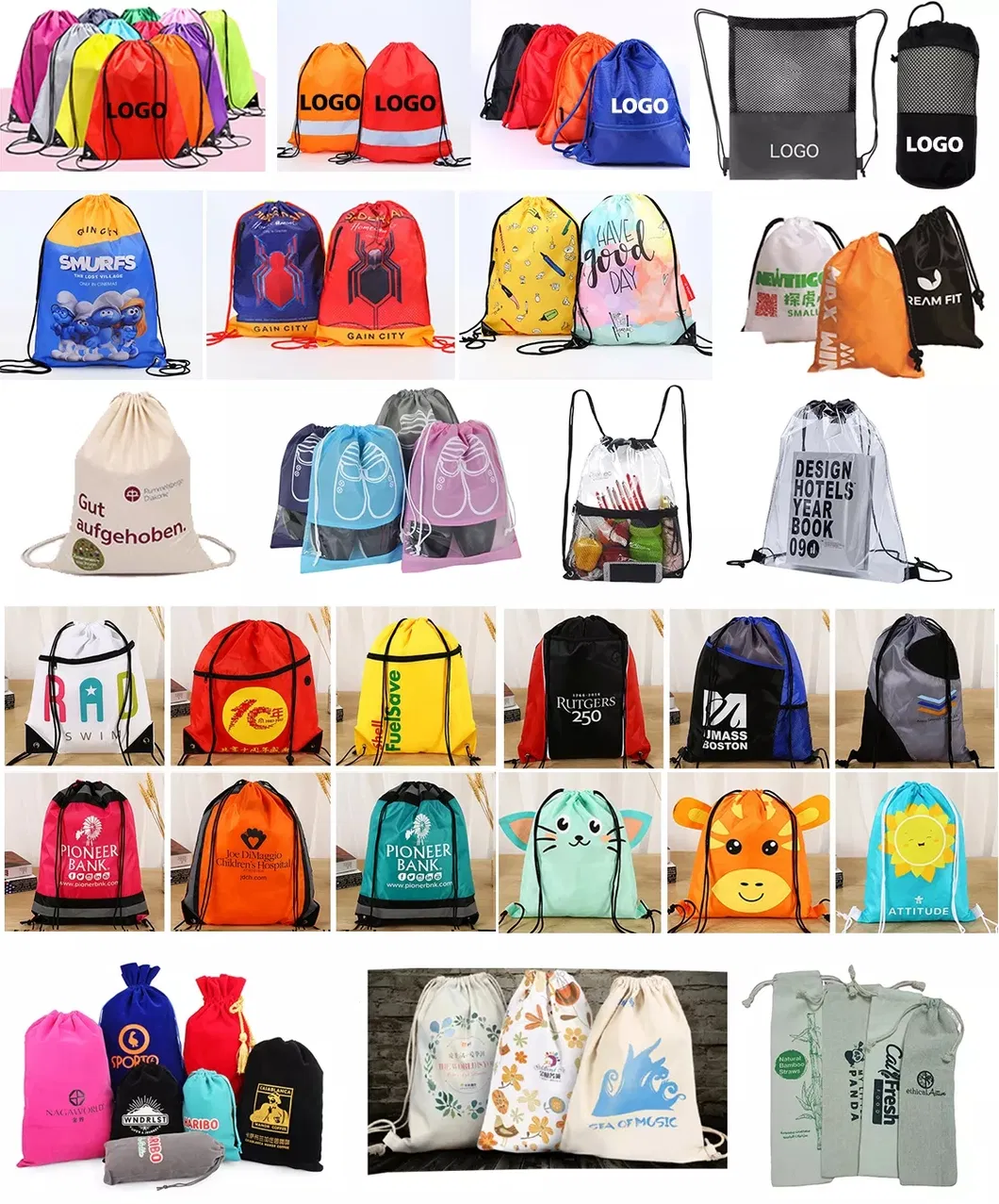 Mochila esportiva com cordão em RPET, nylon, promocional para maratonas, eventos de praia, corridas, conferências, bolsa escolar reciclável e à prova d'água