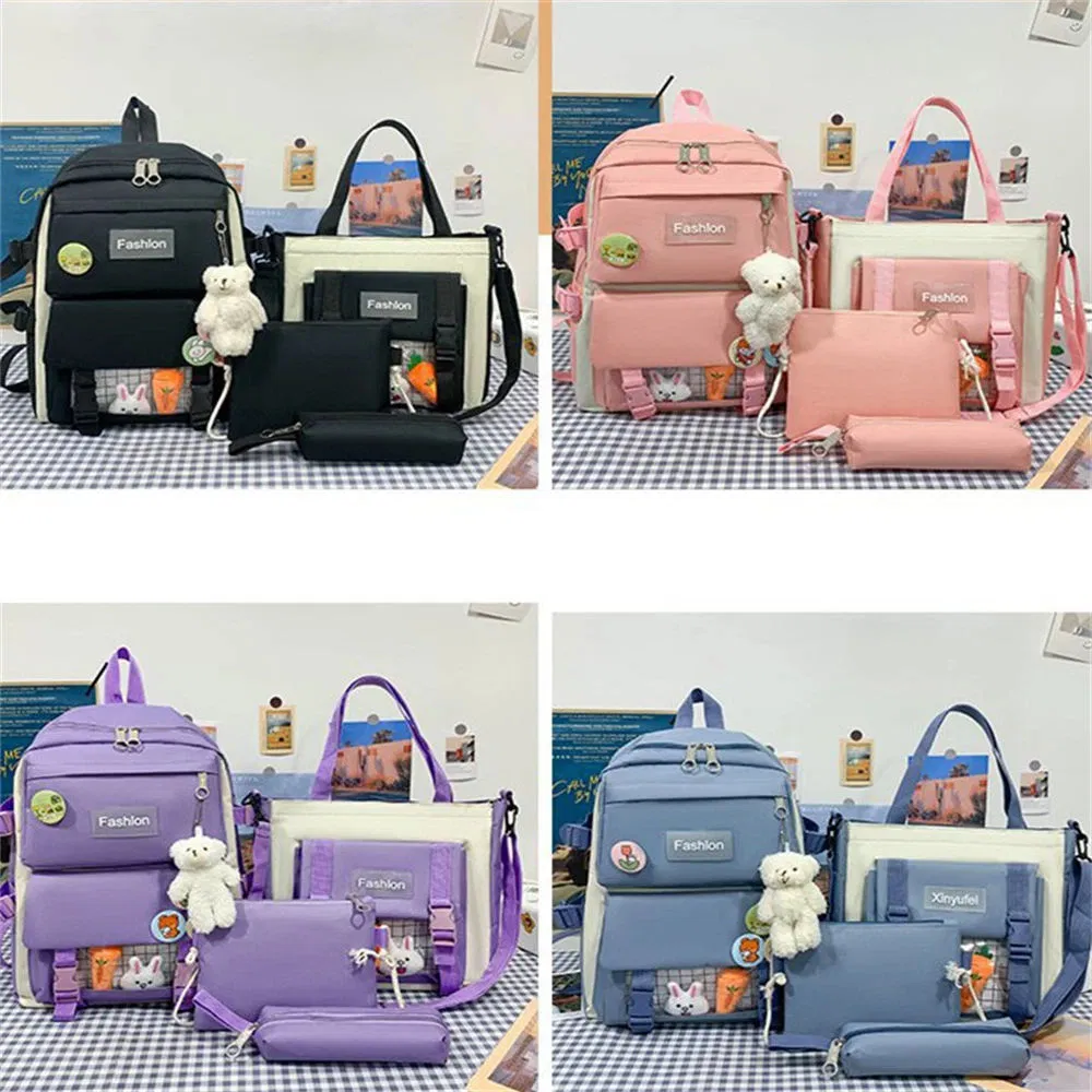 Mochila Casual de Lona para Escola para Meninas e Meninos Conjunto de Mochila para Estudantes