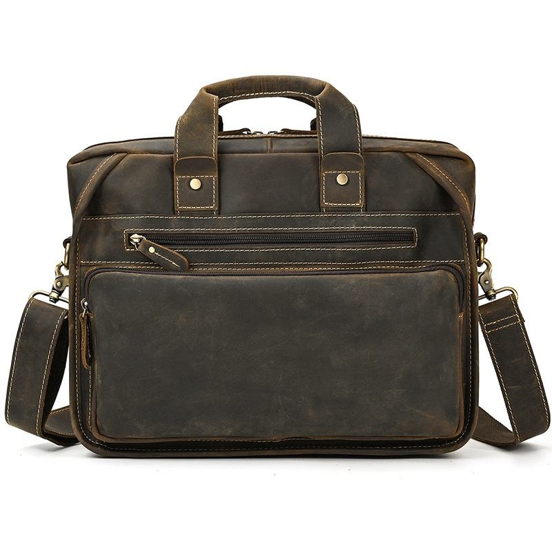 Bolsa de Negócios para Laptop em Couro Genuíno Retro Europeu-Americano