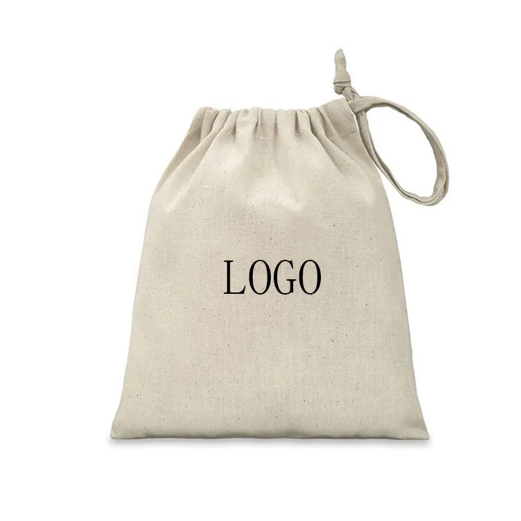 Saco pequeno de muslin, calico e algodão personalizado com cordão para pó