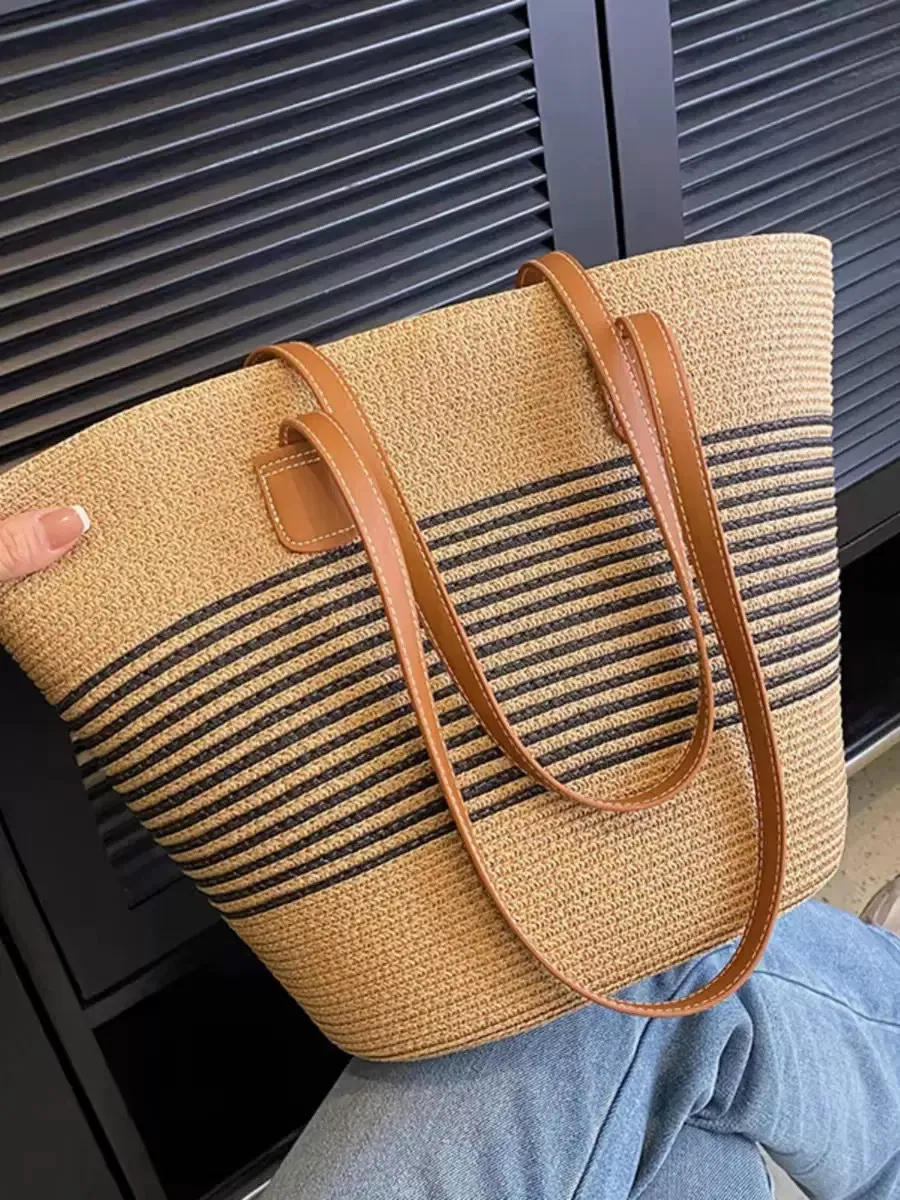 Bolsa de Praia de Palha Tote de Malha Woven Uma Bolsa Grande de Viagem Bolsa de Ombro Hobo Bolsas