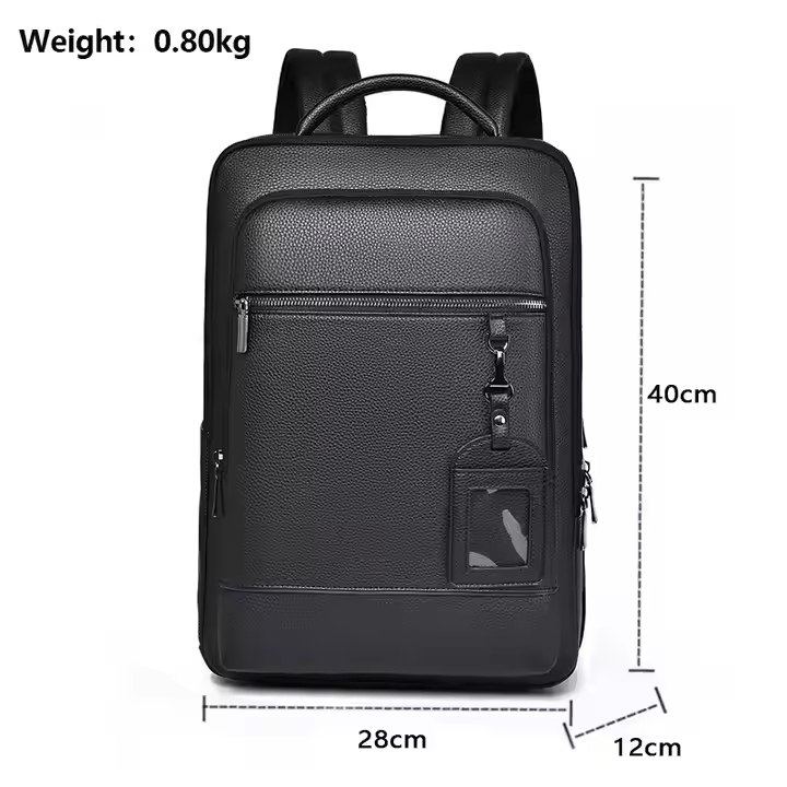 Mochila de Negócios à Prova d'Água com Porta de Carregamento USB, Mochila Executiva de Couro PU para Laptop