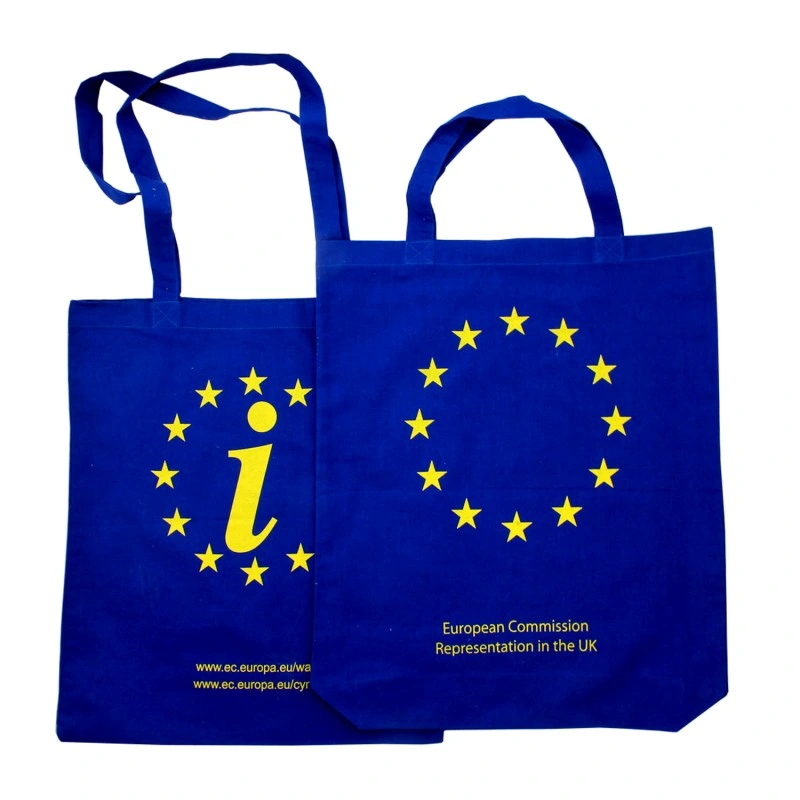 Saco de compras de algodão reciclado orgânico personalizado impresso barato para presentes promocionais em lona branca natural