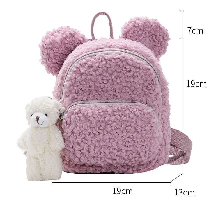 Mochila Mini Fofa de Sherpa para Meninas, Mochila Escolar para Jardim de Infância
