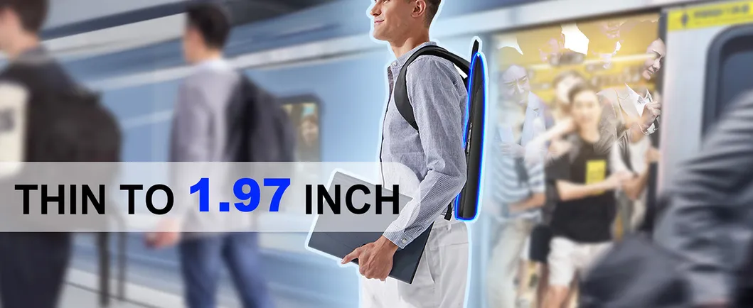 15" Mochila Slim Antifurto para Negócios Masculinos e Femininos para Viagem e Notebook