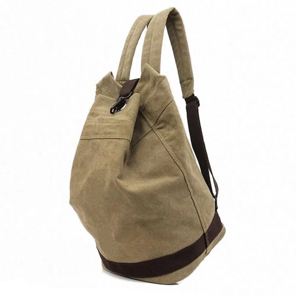 Mochila de Lona Vintage para Viagem ao Ar Livre com Cordão para Caminhadas e Esportes