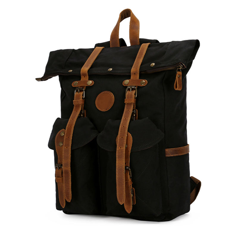 Mochila de Lona Personalizada Durável para Homens, Caminhada ao Ar Livre, Vintage, Camping, Viagem, Fornecedores de Bolsas por Atacado