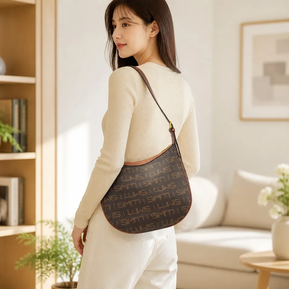Bolsa Hobo de Couro Vintage com Alça Ajustável para Uso Diário