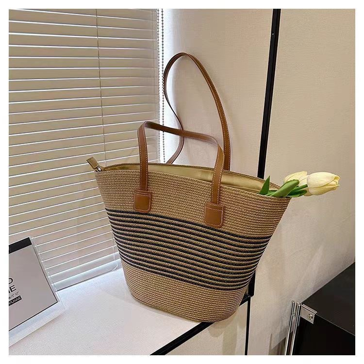 Bolsa de Praia de Palha Tote de Malha Woven Uma Bolsa Grande de Viagem Bolsa de Ombro Hobo Bolsas