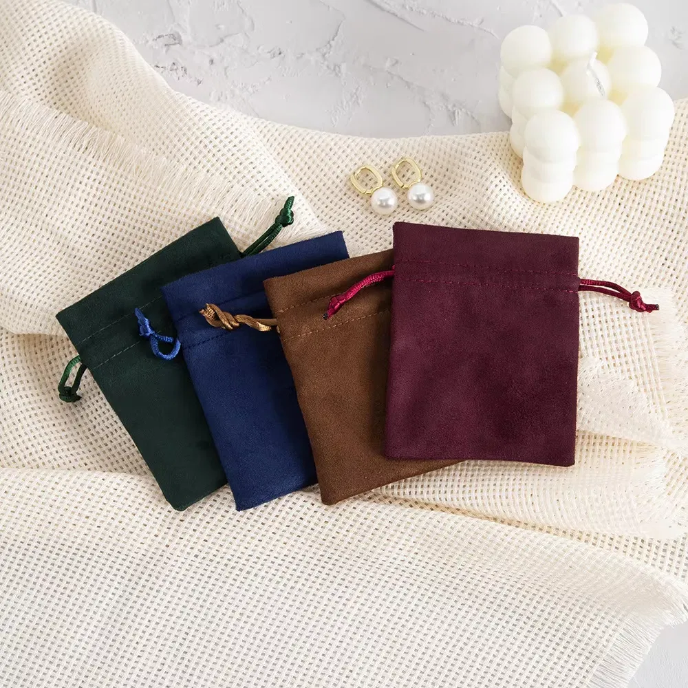 Saco de Veludo Vermelho Personalizado com Impressão, Saco de Suede Macio com Cordão para Embalagem, Sacos de Presente
