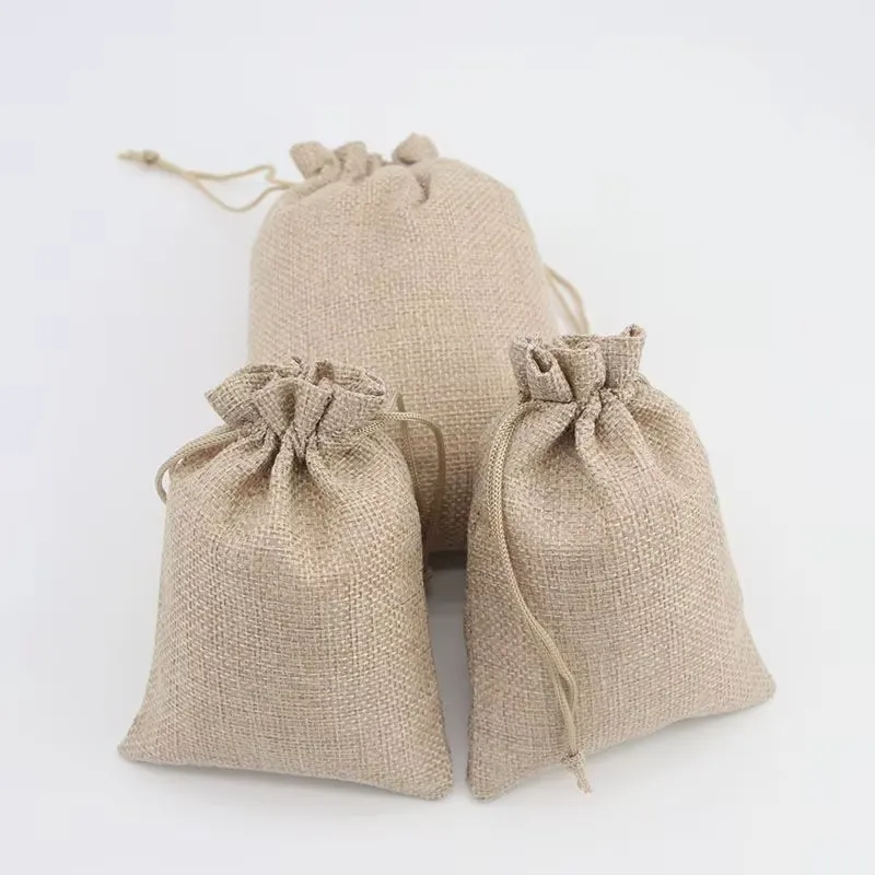 Sacos de Juta com Cordão Atacado 15X 20cm Sacos Promocionais Reciclados Personalizados com Logo Embalagem de Burlap