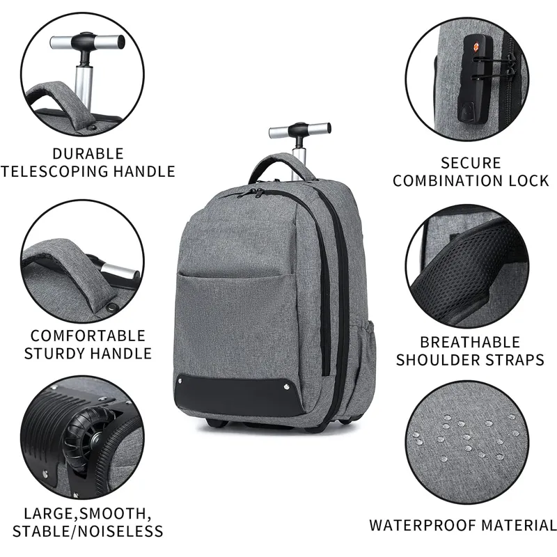 17 Mala de Rodas para Viagem Mochilas para Laptop com Rodas