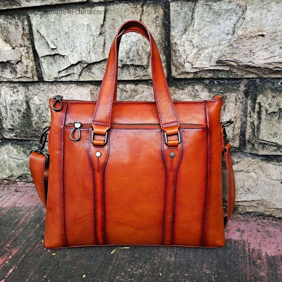Nova Bolsa Masculina 15" Grande de Couro Legítimo Marrom Pasta Mensageiro para Laptop RS-Ypsy-6528