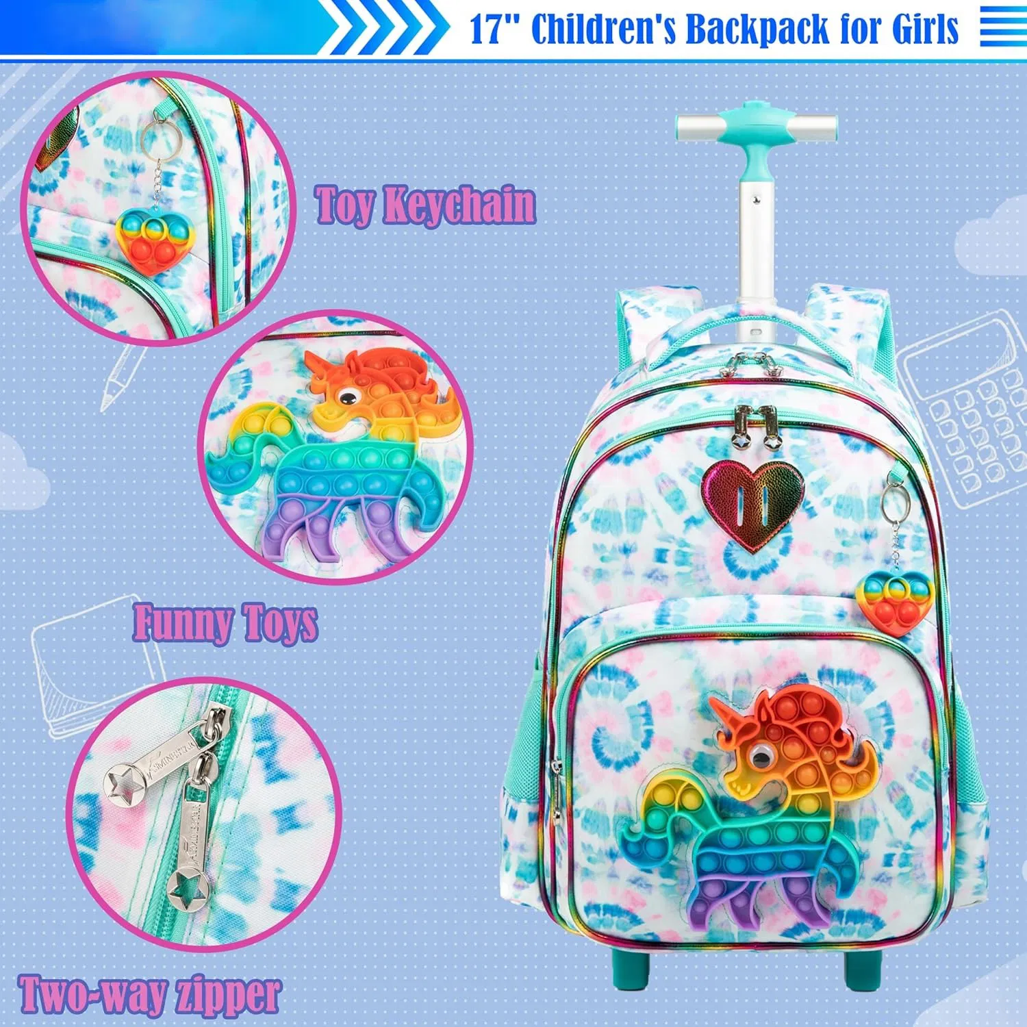 Mochila com Puxador Telescópico e Rodas Duplas